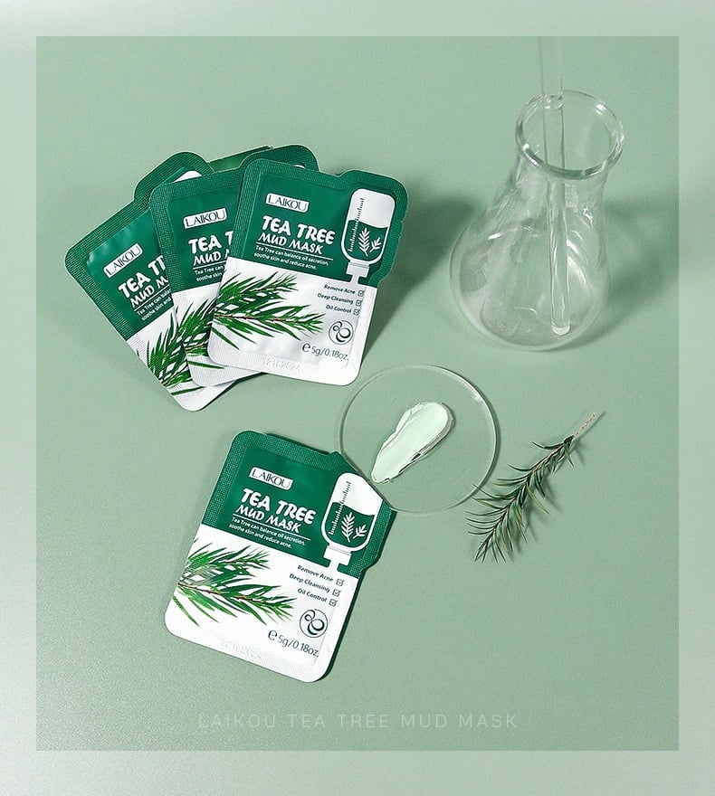 Picture of LAIKOU Tea Tree Mud Facial Mask Cream Deep Cleaning Oil-Control Moisturizing Blackhead Remover Acne Treatment Pore Cleanser Mud-7pcs