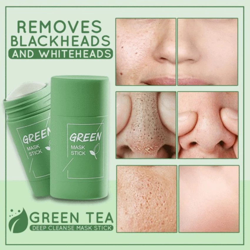 Picture of Green Tea Face Mask Stick Natural Nourish Skin Organic Clay Mask Stick Oil Control Moisturizing Brightening Detoxifying Acne Remover-40 gm