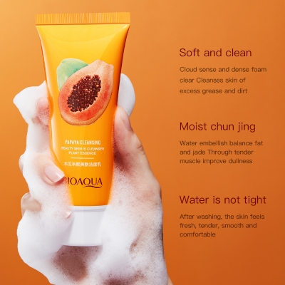 Picture of BIOAQUA Papaya Moisturizing Shrink Pore Face Wash Foam Facial Cleanser -100gm