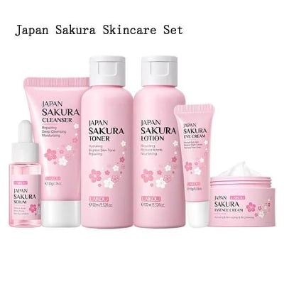 Picture of LAIKOU Face Serum Cleanser Lotion Toner Cream Japan Sakura Skin Care Set -6pcs
