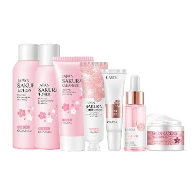 Picture of LAIKOU 7Pcs Sakura Face Skin Care Set Moisturizing Nourishing Serum Soothing Whitening Repairing Anti-Wrinkle Beauty Makeup Set