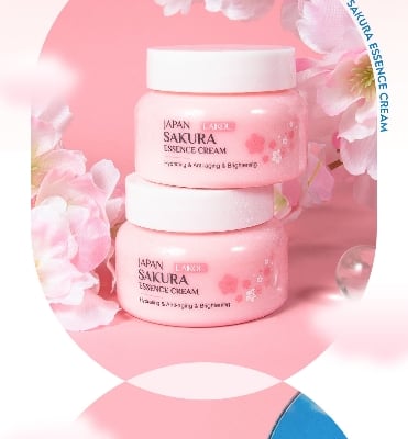 Picture of LAIKOU Sakura Face Serum Noirishing Essence Cream Sunscreen Reduce fine lines Facial Wash Cleansing Pores Sun Protection SPF 50+ Brightening Skin Rejuvenation- 5pcs