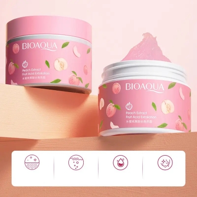 Picture of BIOAQUA Body Neck Legs Back Peach Extract Fruit Acid Exfoliation Cream Scrub- 140Gm