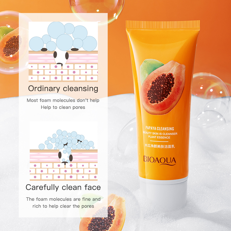Picture of BIOAQUA papaya moisturizing shrink pore face wash foam facial cleanser -100gm