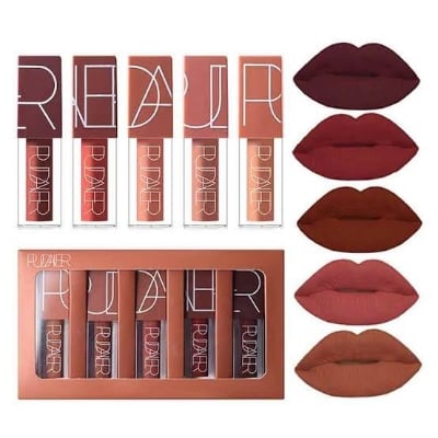Picture of Pudaier 5pcs Waterproof Long Lasting Matte Liquid Lipstick Matte lipstick Gloss set lipstick set