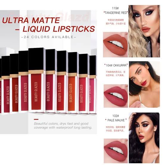 Picture of BEAUTY GLAZED 24 Colors Matte Lipstick Set Waterproof Long Lasting Lip Gloss Nude Velvet Pigment Batom Women Fashion Lip Makeup-1pcs