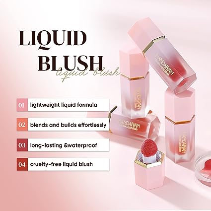 Picture of HANDAIYAN Liquid Blusher, Soft Cream Blush Makeup, Cheeks, Long-Wearing, Natural-Looking, Dewy Finish, Skin Tint Makeup (02#ROSE