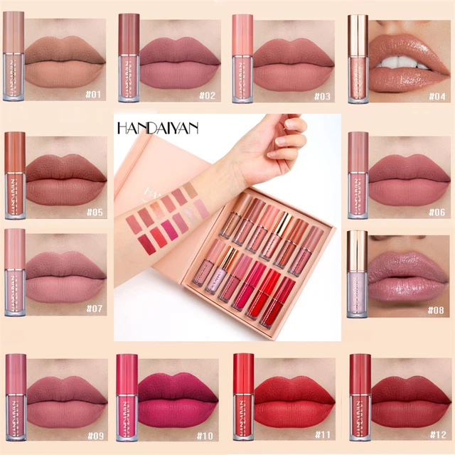 Picture of HANDAIYAN Matt Lipstick 12pcs Waterproof Long Lasting Moisturizing Lip Stick Set Nude Make up Lip Cosmetic for Women