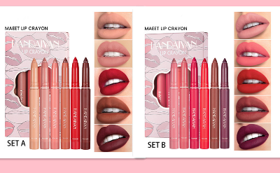 Picture of 6pcs/set HANDAIYAN Lip Liner Sexy Pink Red Matte Lipstick Lip Crayon Pencil sharpener Long-lasting Makeup Cosmetics