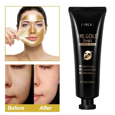 Picture of LAIKOU 2pcs 24K Gold Foil Snail Mask Deep Cleansing Remove Blackheads Hydrating Repairing Oil-Control Whitening Facial