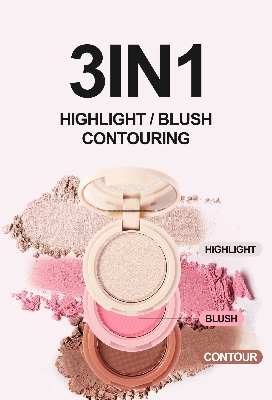 Picture of HANDAIYAN 3 In 1 Bronzer Highlighter Blush Contouring Powder Shimmer Eye Shadow Women Face Makeup Palette-#02