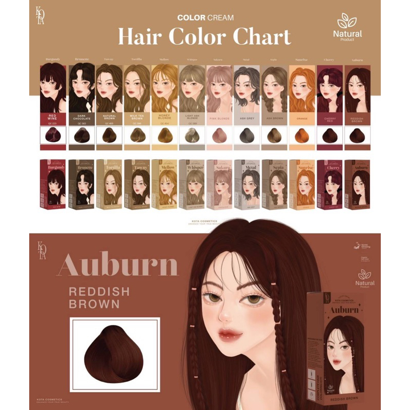 Picture of KOTA Dye Cream Permanent Hair Cherry Reddish brown color Organic-100ml