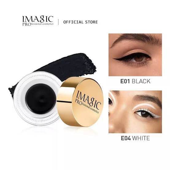 Picture of IMAGIC Waterproof Gel Eyeliner Eyemakeup White/Black/Blue Kajal Golden Box With Brush