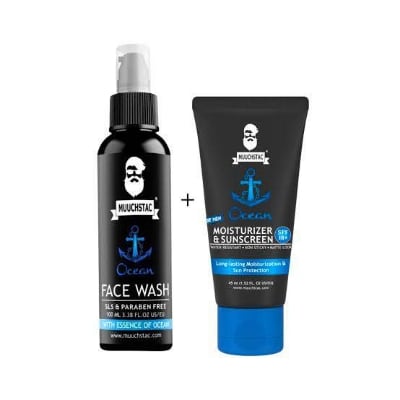 Picture of Muuchstac Ocean Skincare Combo for Men - SPF 18 Moisturizer & Face Wash (45ml+100ml)