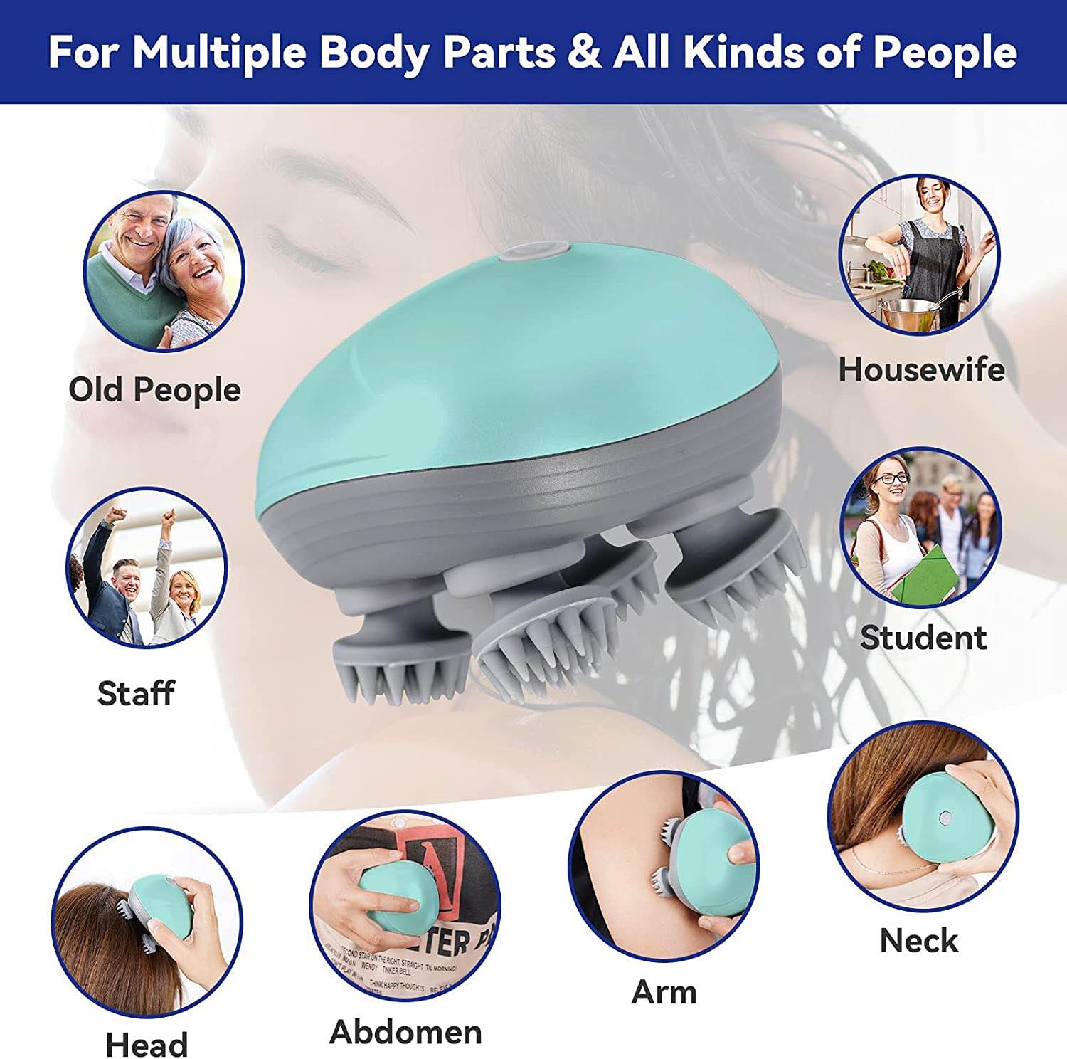 Picture of Scalp Head Hair Massager Electric Health Care Antistress Relax Body Massagem Deep Saude Tissue Prevent Body Massage