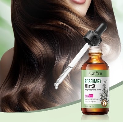 Picture of SADOER 98% Natural Organic Mint Rosemary Hair Oil Herbal Extract Serum Strengthening Nourishing Moisturizing Hair Care -55ml