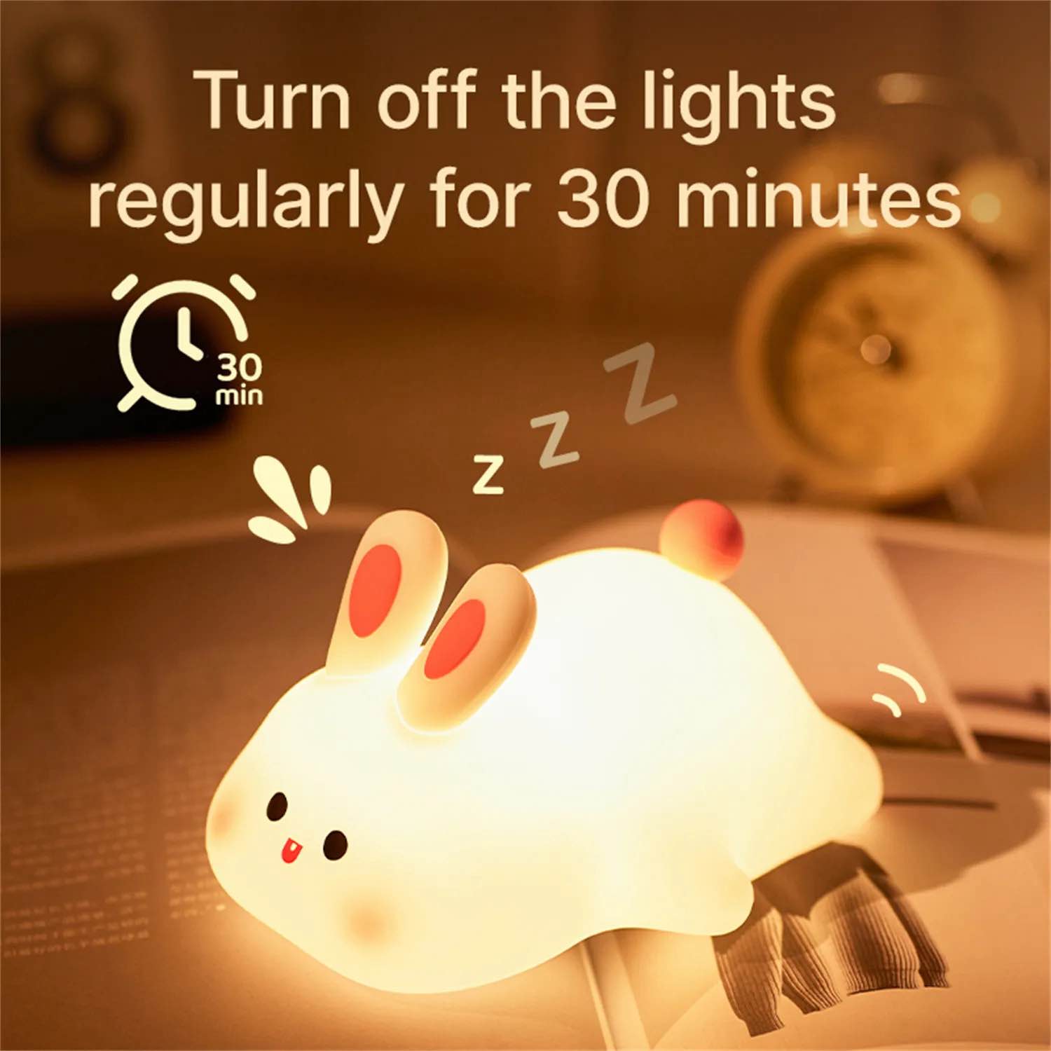 Picture of Rabbit  LED Night Light Living Room Cute rabbit Plastic Lamp Bedside Decor Creative Kids Night Light Birthday Gift Cake Decor