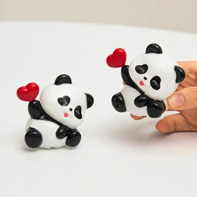 Picture of Cute Heart Panda Night Light Lamp – Yellow LED Decorative Lamp for Kids, Girls, Boys, Teens, Bedroom Room Decor