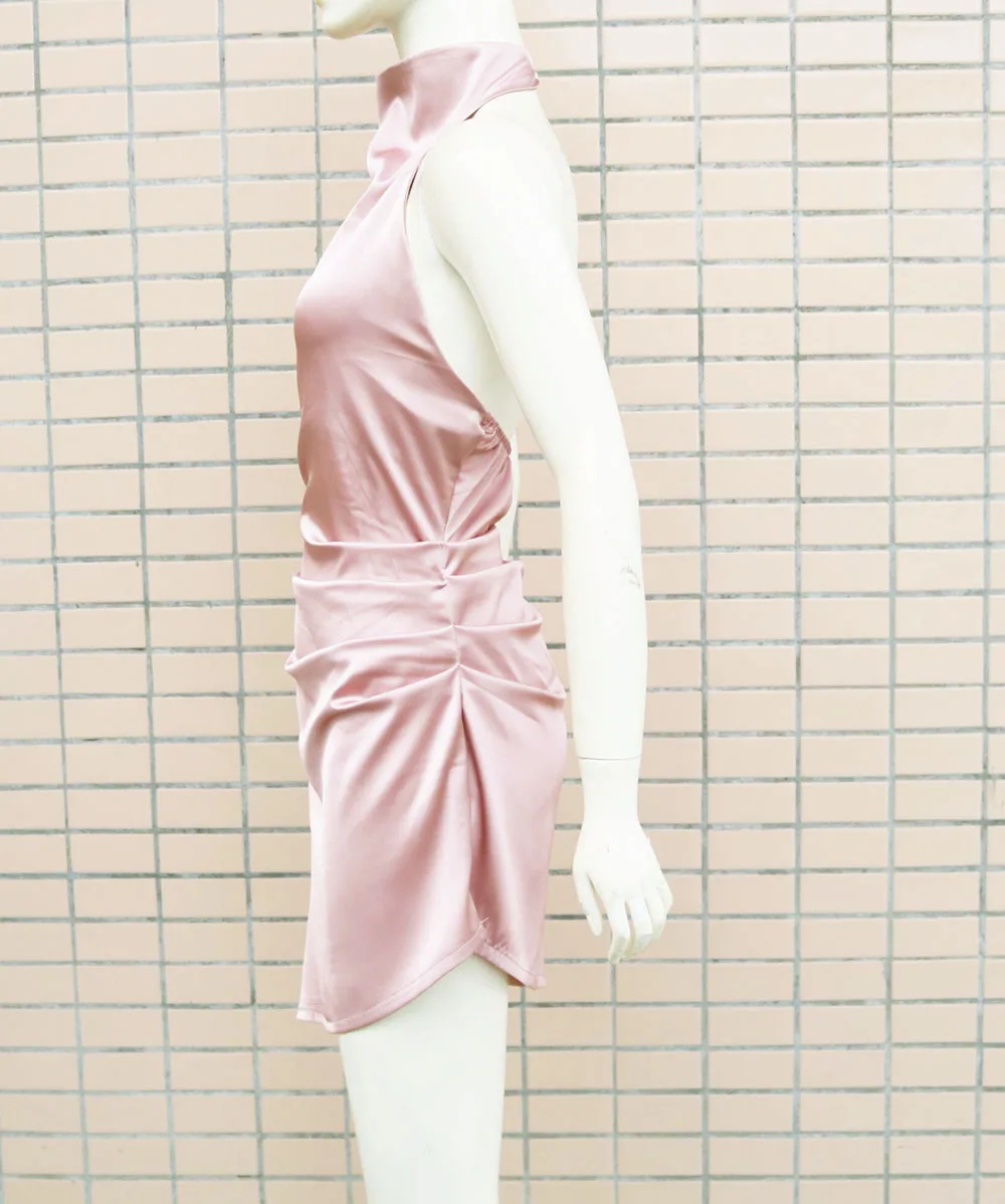 Picture of Women's Fashion Halter Open Back Irregular Se-xy Dress Temperament Commuting Woman Sleeveless Backless Elegant Dresses