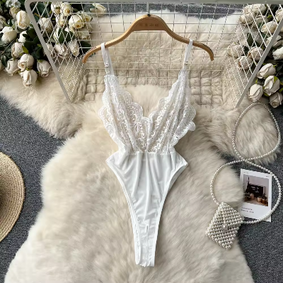 Picture of Casual Lace Short Jumpsuits High Waist Tights Jump Suits Ladies Se-xy Dress