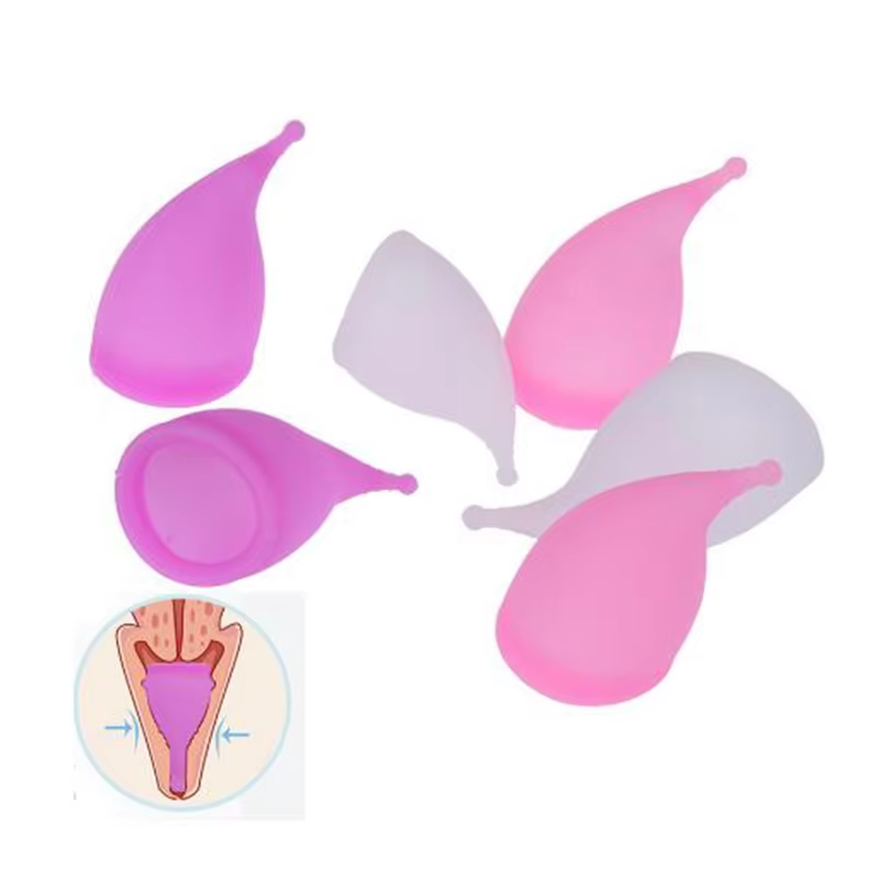 Picture of AEIOU Eco Friendly Feminine Sterilising Period Cup Female Hygiene Women Organic Menstrual Cups with Tube Box for Women | Purple | Large Size | Small Size | Pad