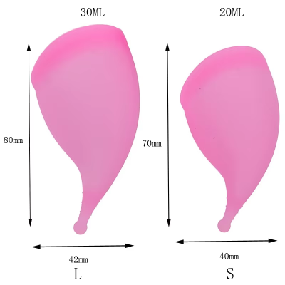 Picture of AEIOU Eco Friendly Feminine Sterilising Period Cup Female Hygiene Women Organic Menstrual Cups with Tube Box for Women | Purple | Large Size | Small Size | Pad