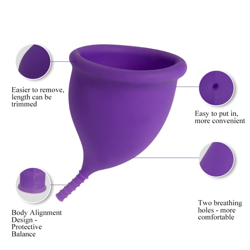Picture of AEIOU Hypoallergenic Certified Medical Grade Reusable Menstrual Cup and Sterilizer Box | Pink | Large Size | Small Size | Pad
