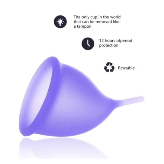 Picture of AEIOU Hypoallergenic Certified Medical Grade Reusable Menstrual Cup for Women  | Pink | Large Size | Small Size | Pad