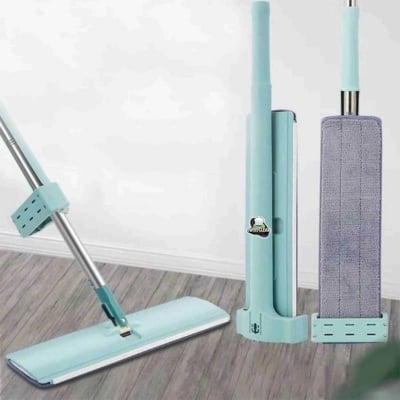 Picture of Hands‑Free Flat Floor Cleaning Mop – 360° Rotating Microfiber Self‑Wringing Floor Mop for Home & Office -Red