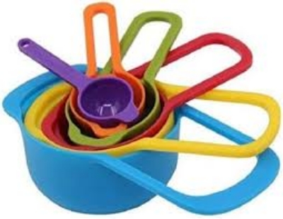 Colorful 6 Piece Kitchen Cooking Plastic Measuring Spoons & Cups Set China