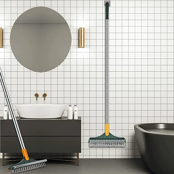 Picture of 3 in 1 Tiles cleaning brush with long handle and wipers,180° rotating for bathroom floor cleaning