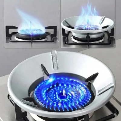 Picture of Gas Stove Household Wind Shield Metal Energy Saving Cover (Silver)