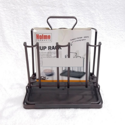 Picture of Metal Glass Holder With Drainer, Glass Stand Cup Holder Kitchen Accessories Home Storage Rack For Living & Dinning Room (Black)
