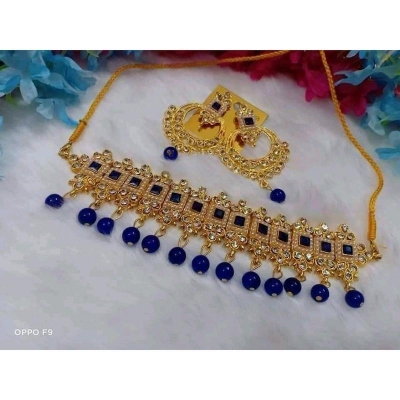 Picture of Stone choker Necklace set /choker set /jewellery set for women (Blue)