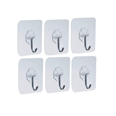 Picture of Strong Self Adhesive Hook Wall Door Sticky Hanger Holder for Kitchen, Bathroom, Key Cloth Hanger-6-Pcs (Antique White)