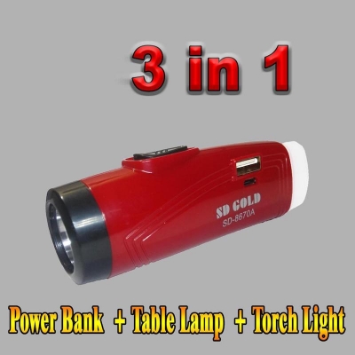 Picture of Rechargeable Led Torch Light with Power Bank Facilities Powerful Flashlight Durable high brightness for Reading Room Hand lamp electrical works use 18650 Battery (Red)
