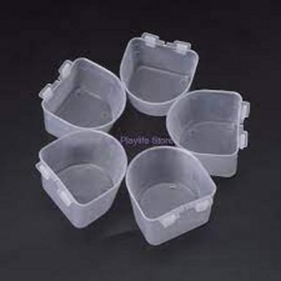 Picture of 5pcs/lot Parrot Bird Feeder Flat Bottom Feeding Cup Hanging Drinking Food Bowl Birds Supplies