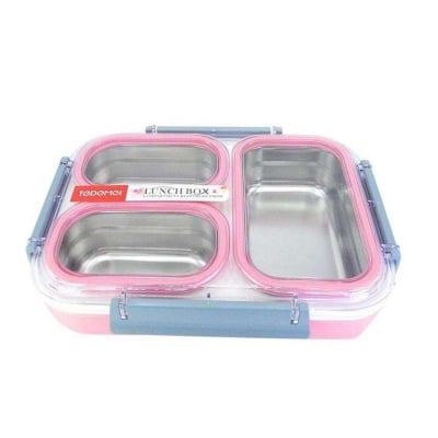 Picture of Lunch Box 3-Compartment with Chopsticks (Multicolor)
