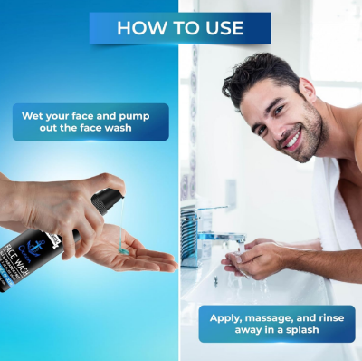 Picture of Muuchstac Ocean Face Wash for Men | Fight Acne & Pimples, Brighten Skin, Clears Dirt, Oil Control, Refreshing Feel - Multi-Action Formula 100 ml Black