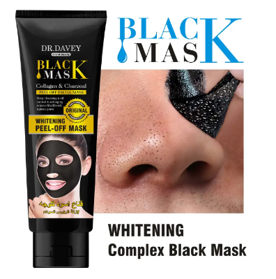 Picture of Dr. Davey Black Peel Off Mask with Collagen & Charcoal 120ml For Removing Acne on Forehead, nose, chin,blackheads & fine facial hair Black