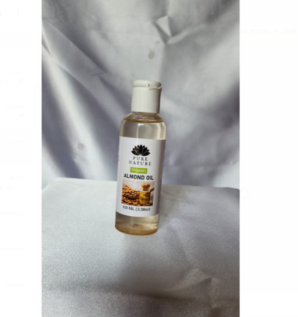 Picture of Pure Nature Organic Sweet Almond Oil - 100 ml For Hair Hair