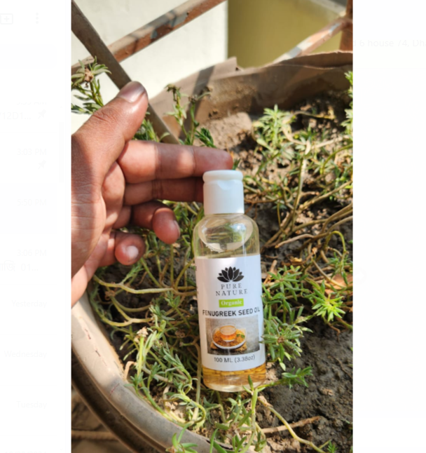 Picture of Pure Nature Organic Home Made Fenugreek seed Oil - 100ml Hair