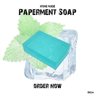 Picture of Peppermint Handmade Soap, For Skin Softening, 100gm Blue