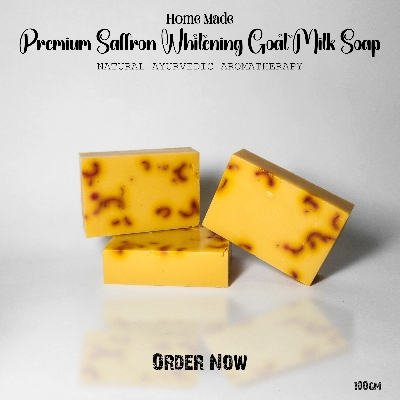 Picture of Homemade Premium Saffron Whitening  Goat Milk Soap 100gm White