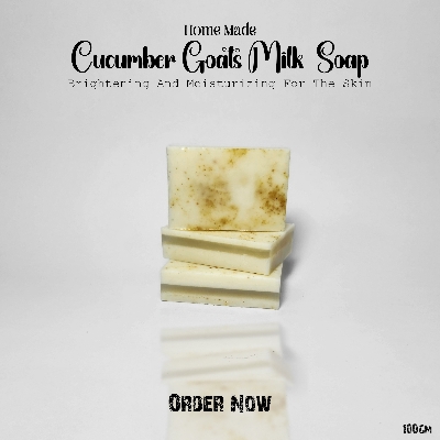 Picture of Homemade Goat Milk Enriched With Cucumber Soap 100gm White
