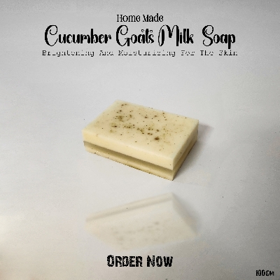 Picture of Homemade Goat Milk Enriched With Cucumber Soap 100gm White