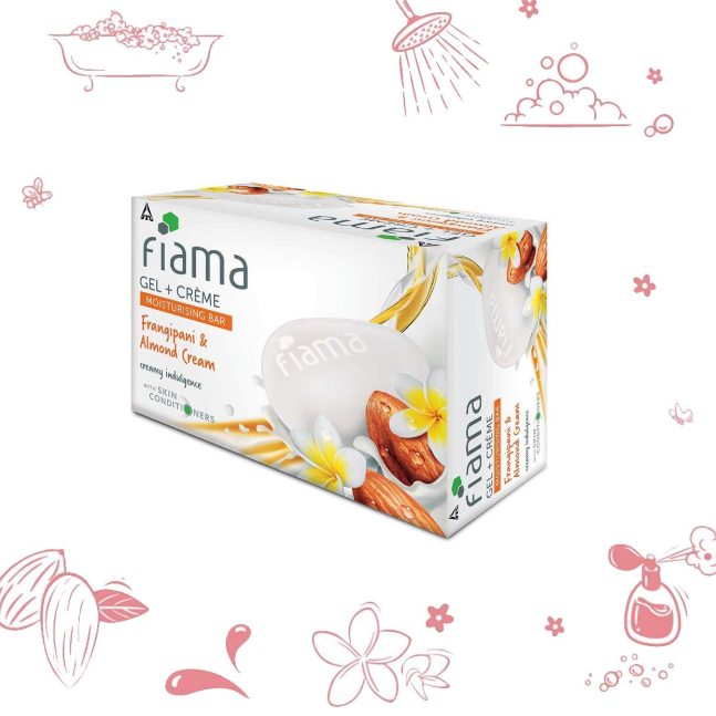 Picture of Fiama Gel Crème Moisturizing Bar, Frangipani And Almond Cream, For Creamy Indulgence, 125g Soap White