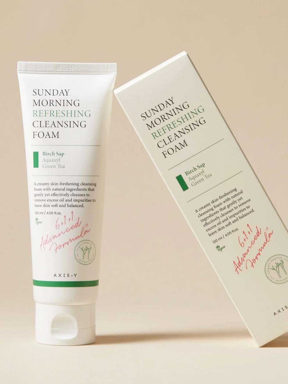 Picture of AXIS-Y Sunday Morning Refreshing Cleansing Foam 120ml / 4.05 fl. oz | Gentle Foaming Facial Cleanser | Moisturizing Cleanser, Birch Sap, Aquaxyl, Korean Skincare 
