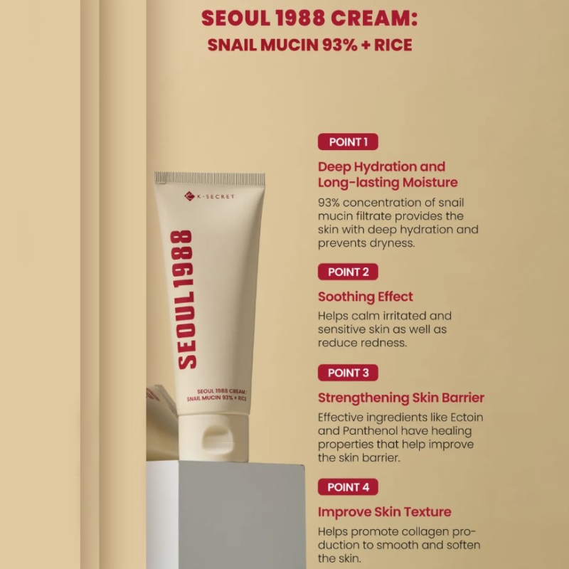 Picture of KSECRETSEOUL 1988 Cream  Snail Mucin 93% + Rice 100ml 