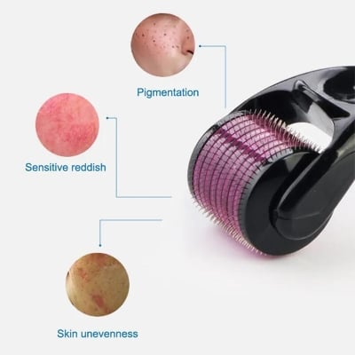Picture of Derma Roller For Hair Growth 0.5 mm with 540 Titanium Needles Black